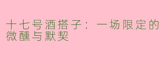 十七号酒搭子:一场限定的微醺与默契