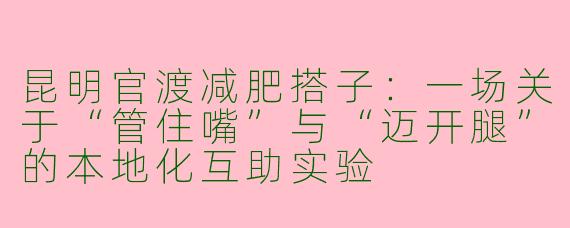 昆明官渡减肥搭子：一场关于“管住嘴”与“迈开腿”的本地化互助实验