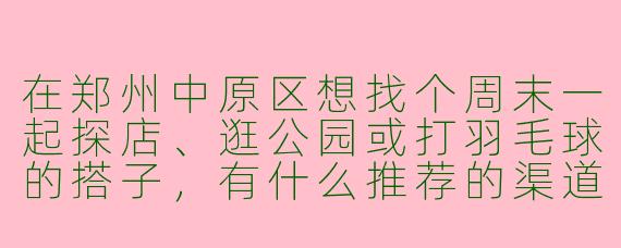 在郑州中原区想找个周末一起探店、逛公园或打羽毛球的搭子，有什么推荐的渠道或注意事项吗？