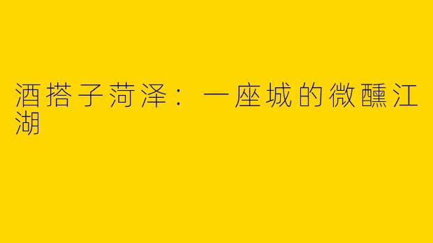 酒搭子菏泽：一座城的微醺江湖