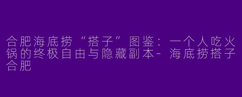 合肥海底捞“搭子”图鉴:一个人吃火锅的终极自由与隐藏副本-海底捞搭子合肥
