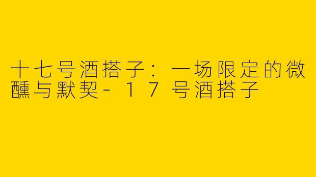 十七号酒搭子:一场限定的微醺与默契-17号酒搭子