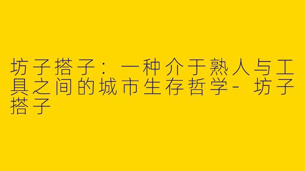 坊子搭子:一种介于熟人与工具之间的城市生存哲学-坊子搭子