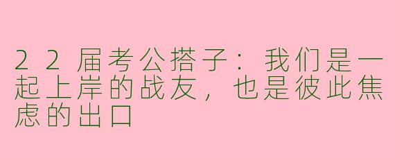 22届考公搭子：我们是一起上岸的战友，也是彼此焦虑的出口