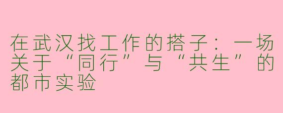 在武汉找工作的搭子:一场关于“同行”与“共生”的都市实验