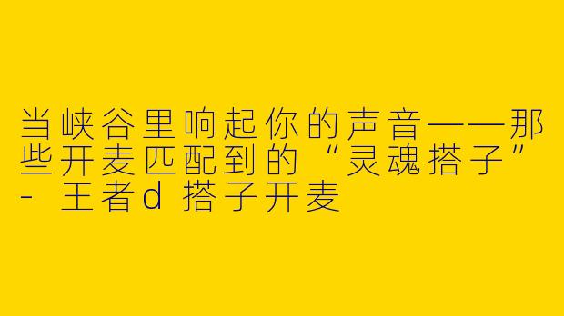 当峡谷里响起你的声音——那些开麦匹配到的“灵魂搭子”-王者d搭子开麦