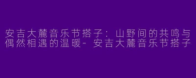 安吉大麓音乐节搭子:山野间的共鸣与偶然相遇的温暖-安吉大麓音乐节搭子