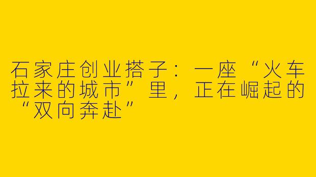 石家庄创业搭子:一座“火车拉来的城市”里,正在崛起的“双向奔赴”