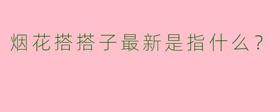 烟花搭搭子最新是指什么?