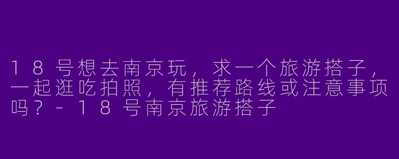 18号想去南京玩，求一个旅游搭子，一起逛吃拍照，有推荐路线或注意事项吗？-18号南京旅游搭子