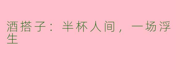 酒搭子:半杯人间,一场浮生