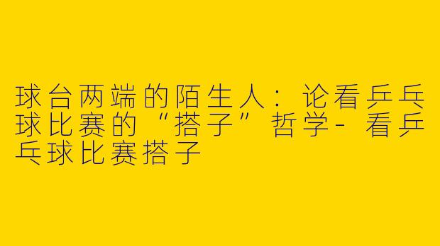 球台两端的陌生人：论看乒乓球比赛的“搭子”哲学-看乒乓球比赛搭子
