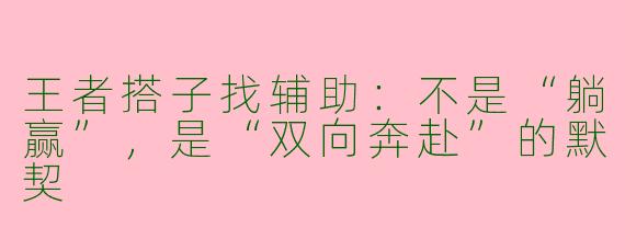 王者搭子找辅助:不是“躺赢”,是“双向奔赴”的默契