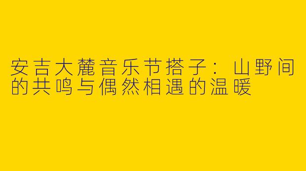 安吉大麓音乐节搭子:山野间的共鸣与偶然相遇的温暖