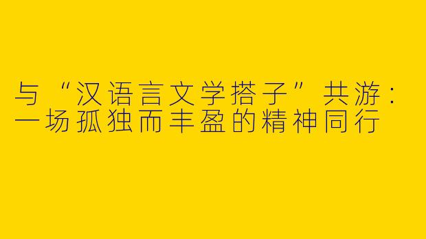 与“汉语言文学搭子”共游：一场孤独而丰盈的精神同行