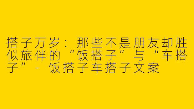 搭子万岁:那些不是朋友却胜似旅伴的“饭搭子”与“车搭子”-饭搭子车搭子文案