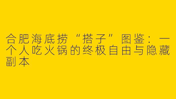 合肥海底捞“搭子”图鉴:一个人吃火锅的终极自由与隐藏副本