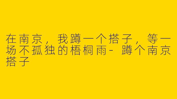 在南京，我蹲一个搭子，等一场不孤独的梧桐雨-蹲个南京搭子