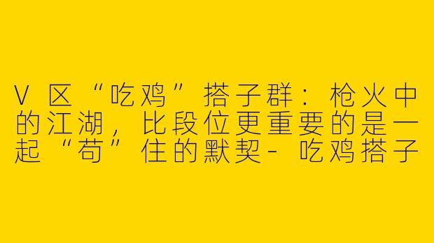 V区“吃鸡”搭子群:枪火中的江湖,比段位更重要的是一起“苟”住的默契-吃鸡搭子v区群