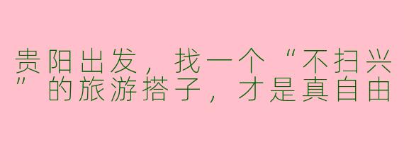 贵阳出发,找一个“不扫兴”的旅游搭子,才是真自由