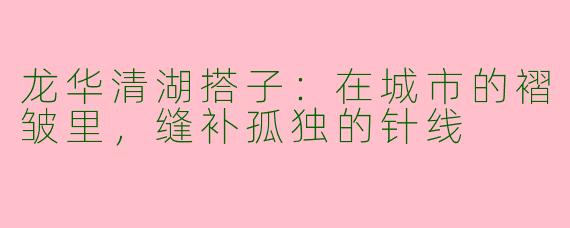 龙华清湖搭子:在城市的褶皱里,缝补孤独的针线