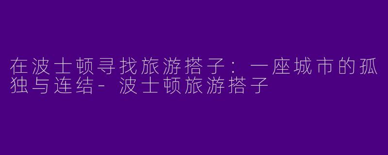 在波士顿寻找旅游搭子：一座城市的孤独与连结-波士顿旅游搭子