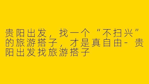 贵阳出发,找一个“不扫兴”的旅游搭子,才是真自由-贵阳出发找旅游搭子