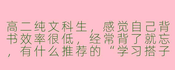 高二纯文科生，感觉自己背书效率很低，经常背了就忘，有什么推荐的“学习搭子”互助方法吗？