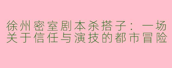 徐州密室剧本杀搭子：一场关于信任与演技的都市冒险