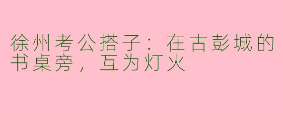 徐州考公搭子：在古彭城的书桌旁，互为灯火