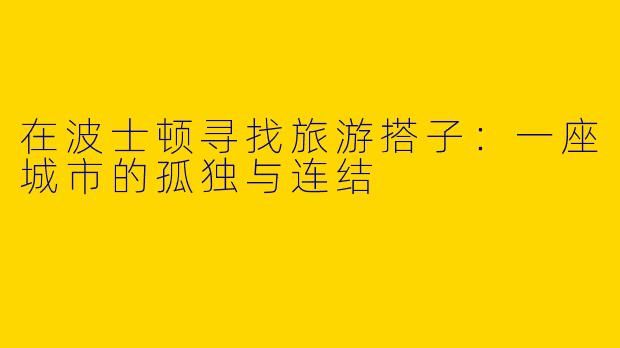 在波士顿寻找旅游搭子：一座城市的孤独与连结
