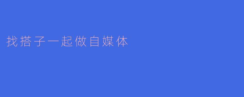 找搭子一起做自媒体