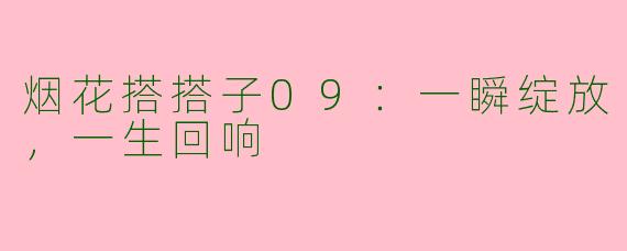 烟花搭搭子09:一瞬绽放,一生回响