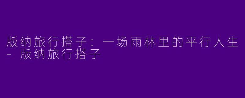 版纳旅行搭子:一场雨林里的平行人生-版纳旅行搭子