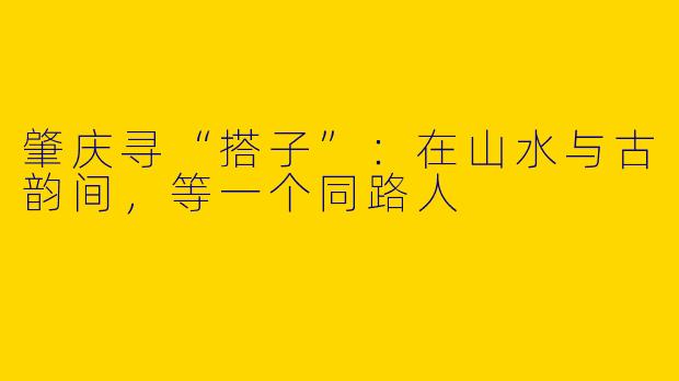 肇庆寻“搭子”:在山水与古韵间,等一个同路人