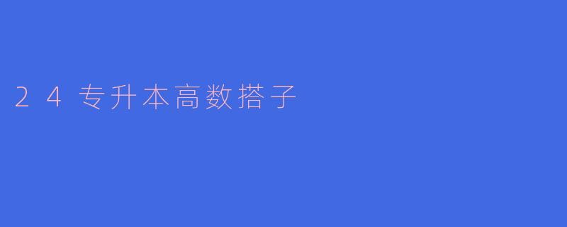 24专升本高数搭子