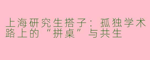 上海研究生搭子：孤独学术路上的“拼桌”与共生