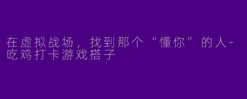 在虚拟战场，找到那个“懂你”的人-吃鸡打卡游戏搭子