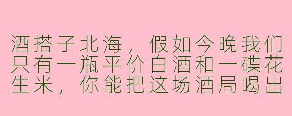 酒搭子北海,假如今晚我们只有一瓶平价白酒和一碟花生米,你能把这场酒局喝出什么花样来?
