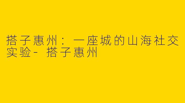 搭子惠州：一座城的山海社交实验-搭子惠州