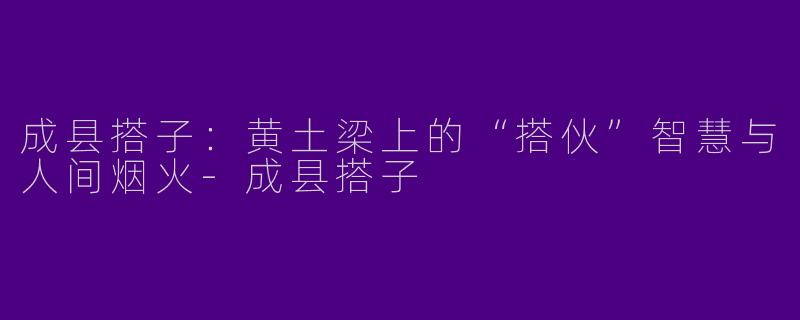成县搭子:黄土梁上的“搭伙”智慧与人间烟火-成县搭子