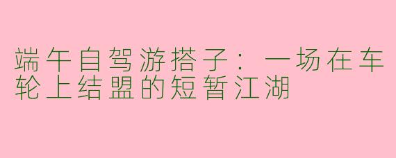 端午自驾游搭子:一场在车轮上结盟的短暂江湖