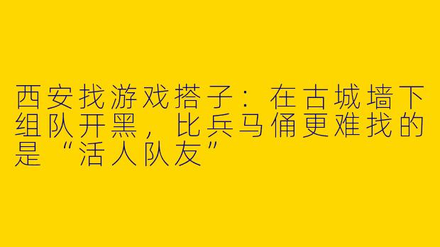 西安找游戏搭子：在古城墙下组队开黑，比兵马俑更难找的是“活人队友”
