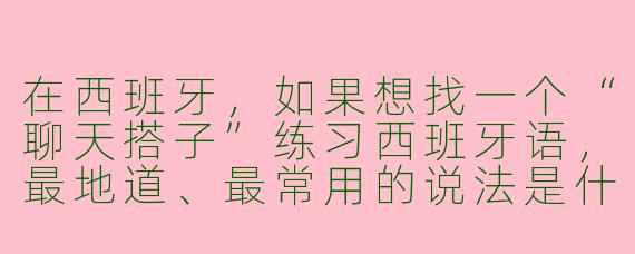 在西班牙,如果想找一个“聊天搭子”练习西班牙语,最地道、最常用的说法是什么?