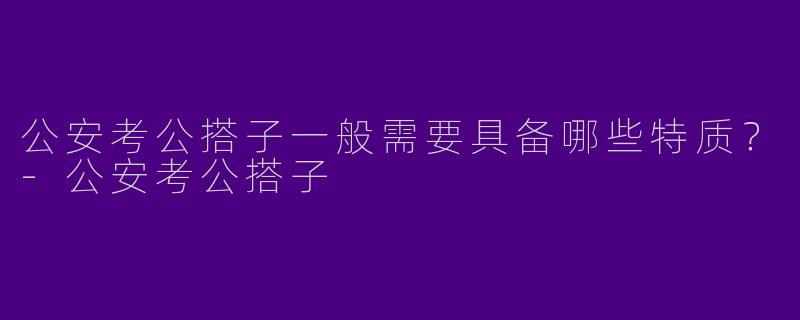 公安考公搭子一般需要具备哪些特质?-公安考公搭子