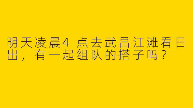 明天凌晨4点去武昌江滩看日出，有一起组队的搭子吗？