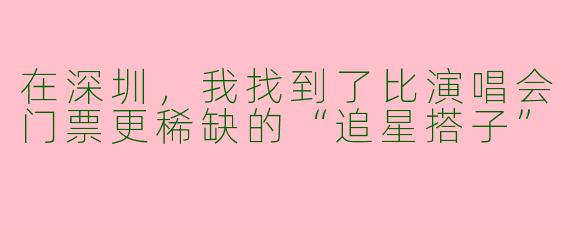 在深圳,我找到了比演唱会门票更稀缺的“追星搭子”