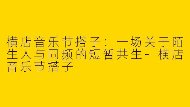 横店音乐节搭子:一场关于陌生人与同频的短暂共生-横店音乐节搭子