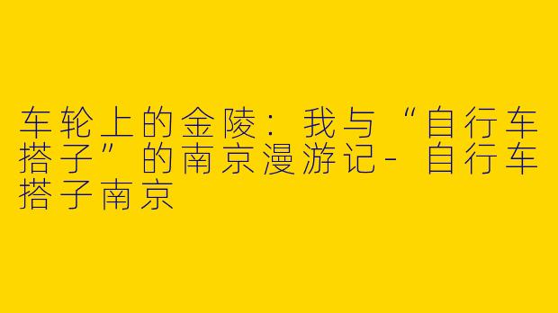 车轮上的金陵：我与“自行车搭子”的南京漫游记-自行车搭子南京