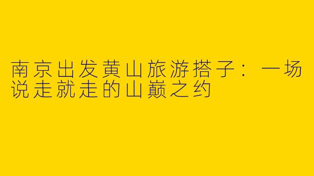 南京出发黄山旅游搭子:一场说走就走的山巅之约